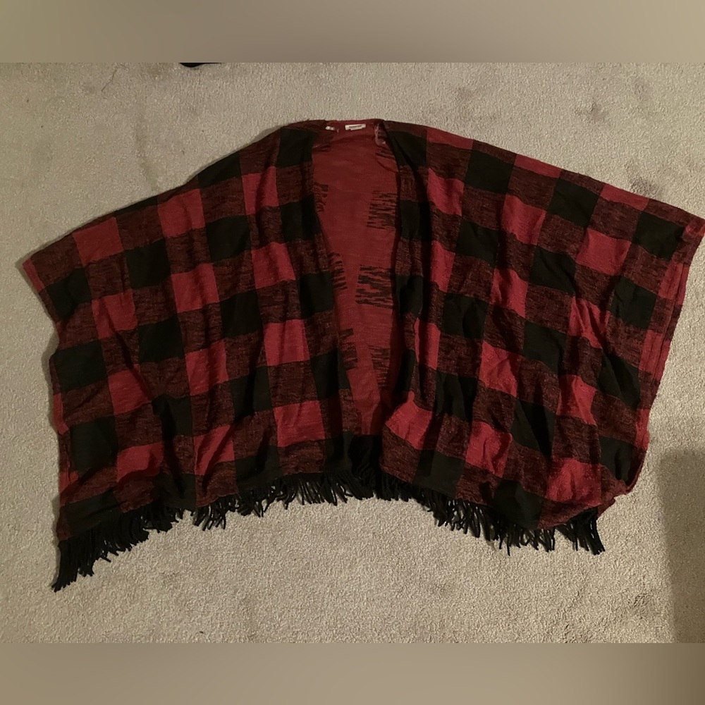 Mossimo Supply Co. Red and Black Plaid Poncho